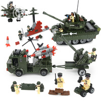 启蒙积木拼装玩具军事系列塑料拼插儿童益智组装模型男孩3-6岁