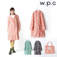 日韩wpc正品轻薄可爱时尚风衣式雨衣女成人户外花朵款 一甩干旅行