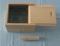 手工艾盒纯实木艾灸盒/木四柱/木四孔艾灸器温灸盒艾绒盒 温灸器