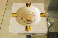 欧式陶瓷鎏金高档烟灰缸奢华时尚创意烟灰缸 大小号