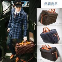 2014韩版菱格时尚旅行包大容量男士手提斜跨男包女包包大包行李包
