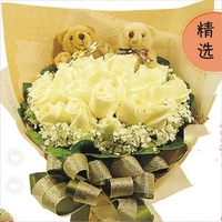 七夕节 33朵白玫瑰花束武汉鲜花速递送女友鲜花高档豪华花束