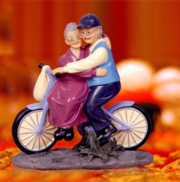 老人金婚结婚周年纪念日礼物创意纪念品骑车摆件送父母生日礼品