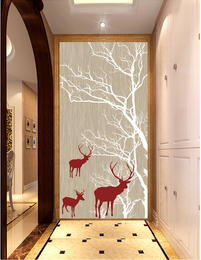 简约现代壁纸 时尚3D精致唯美卧室客厅电视背景墙纸 寒冬森林麋鹿