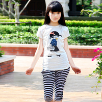 10-13-15岁n童装2014大龄女童套装韩版女装儿童夏季装潮款人造棉