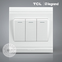 TCL插座开关面板 美仑山系列 三开单控 带荧光