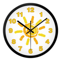 摩门儿童房卧室幼儿园教室可爱卡通超静音挂钟挂表时钟表黄色太阳