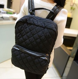 【candy蜜淘】韩国冬季新款  太空棉黑色个性双肩背包 包邮