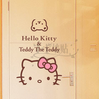 包邮 HelloKitty猫与小熊墙贴儿童卧室房床头幼儿园贴纸窗贴门贴