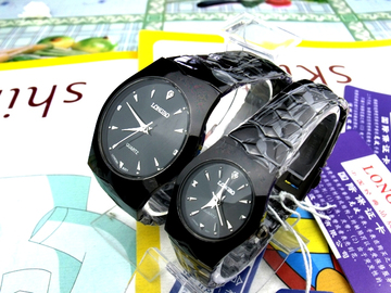 龙波专柜品牌正品石英表情侣手表对表全黑色腕表男士女士2015新款