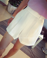 韩国正品bluepops高腰修身白色裤裙短裙短裤