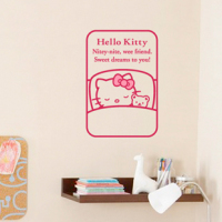 HelloKitty猫睡觉晚安墙贴卡通儿童房卧室床头幼儿园贴纸窗贴门贴