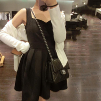 2013新款完美赫本小黑裙厚款背带背心打底裙连衣裙