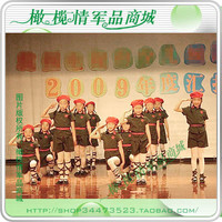 六一学生表演服 小红军服装 短款军装 儿童演出服 闪闪的红星特价
