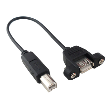 USB母转打印机方口公转接头A型母对B型公带耳朵固定1米0.3米0.6米