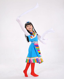 新款少儿少数民族演出服 儿童演出服装藏族蒙古族舞蹈女童表演服