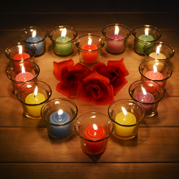 浪漫玻璃杯蜡烛 小圆柱蜡 玻璃杯子 婚庆节庆生日蜡烛 香薰蜡烛