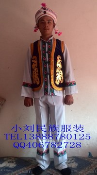 特价云南少数民族白族服装/葫芦丝舞台演出服饰/白族男装蓝色款式