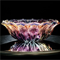 芮诗凯诗 幻彩欧式玻璃水晶水果盘创意时尚大号果盆家居大果盘