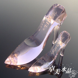 冲钻紫罗兰水晶鞋送女友老婆情人七夕浪漫生日礼物女创意礼品摆件