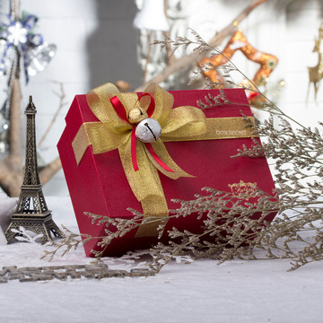 红色铃铛圣诞创意礼品盒皮带烟斗包装盒节日礼物纸盒定制批发