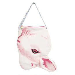 「ahcahcum-muchacha」日本品牌 粉色双面兔子帆布小手包 手拎包