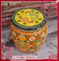 批发定制藏式手绘牛皮小鼓坐凳14516！西藏家具 彩绘家具