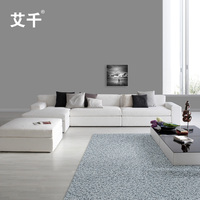 艾千布艺沙发组合现代简约大户型客厅沙发转角L型棉麻北欧风格