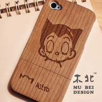 iphone6Plus木质手机壳 5s/c实木头保护套 苹果6s阿童木雕刻Note4