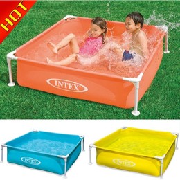 INTEX免充气支架池 迷你方形管架婴儿戏水游泳池 养殖浴盆玩沙池