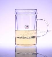 明尚德 耐热玻璃杯 单层水杯泡茶杯透明创意简约家用带盖玻璃茶杯