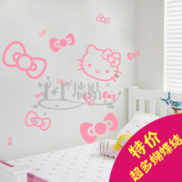 hello kitty猫蝴蝶结墙贴纸 卡通儿童房卧室床头幼儿园童装店贴画