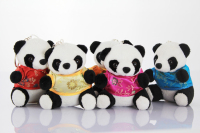 彩色熊猫音乐挂件 宝宝男女朋友礼物汽车饰品手机钥匙扣毛绒玩具
