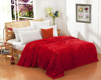 大红色毛毯珊瑚绒加厚法莱绒单双人毛巾被结婚庆空调毯夏季午睡毯