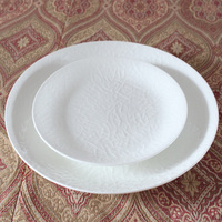 西餐盘子创意餐具骨瓷陶瓷盘浮雕牛排西餐餐盘水果盘纯白8寸10寸