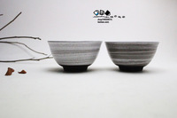 灰白 粗陶复古小碗 日式碗陶瓷碗米饭碗 和风碗个性创意碗250g