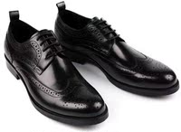 经典英伦复古 潮流时尚男士尖头正装商务皮鞋 牛皮系带欧版男鞋