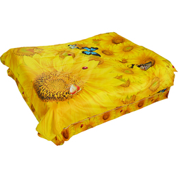 和欣格全棉大花仿油画3D金黄色向日葵纯棉斜纹活性床上用品四件套