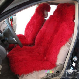 羊毛红色汽车靠背 冬季羊皮坐垫 羊毛汽车坐垫