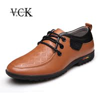 VCK秋季休闲男鞋 透气男士正品流行 英伦时尚潮流皮鞋男真皮鞋子