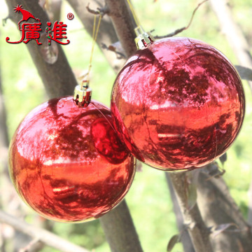 广进4cm5cm6cm8cm10cm红色亮光彩球电镀 装饰品圣诞树装饰用品6个