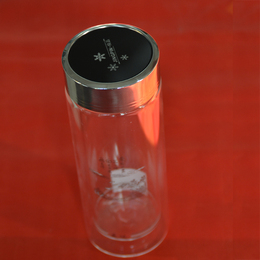 杰达玻璃杯 双层带盖透明茶杯 耐热防漏保温杯子 便携男女士水杯
