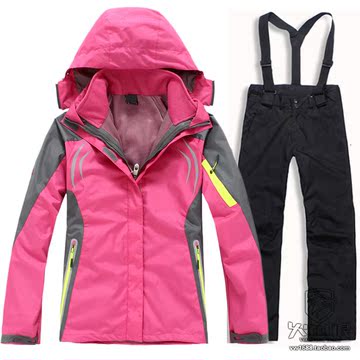 特价户外衣服 两件套冲锋衣裤套装 三合一防风衣登山滑雪服 女款