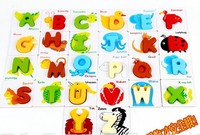 儿童学前辅助教具木制玩具早教益智玩具英文字母早知道认图字母卡
