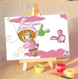 diy 油画 手工画 儿童玩具 数字油画 追梦女孩10乘15送小画架