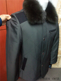 2015冬季新款獭兔内胆水貂毛领皮草男装中长款尼克服男外套1307款