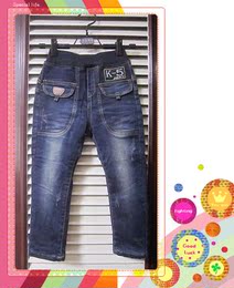 『睿宝儿』K5-Pants新款男童韩版加绒牛仔裤