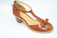 2012夏季新款甜美多色真皮镂空T型带凉鞋 蝴蝶结粗跟高跟牛皮女鞋