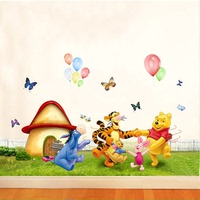 包邮特价欢乐维尼熊墙贴 宝宝卧室儿童房间幼儿园背景装饰贴画