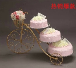 天天特价创意铁艺蛋糕架自行车婚庆三层糕点架花架梯形置物架甜品